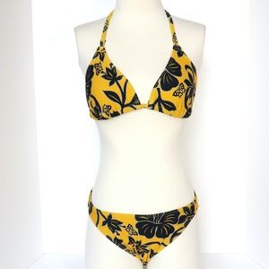 Vintage Quiksilver bikini in yellow/navy